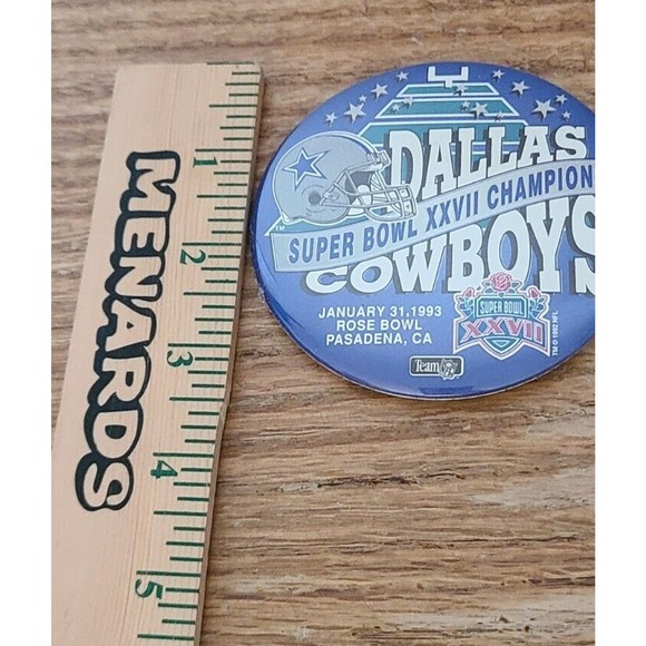 1993 Dallas Cowboys Super Bowl XXVII Champions button 3 1/2" Aikman Emmitt Smith - Picture 3 of 4
